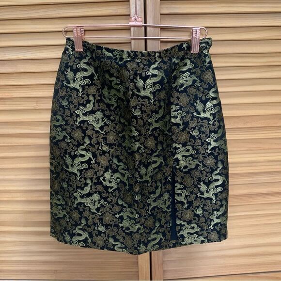 Vintage Black and Gold Dragon Skirt Small - Picture 1 of 7